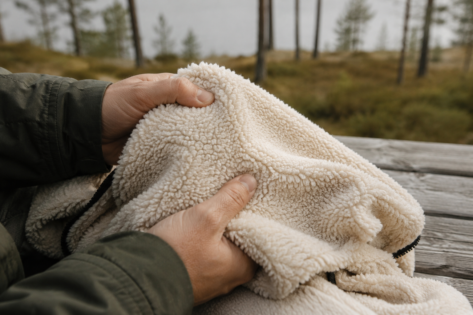 Blød Sherpa fleece plejet med skånsom vask og lufttørring