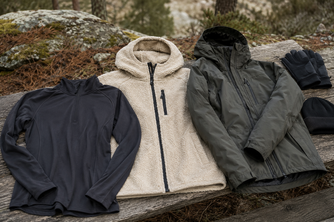 Lag-på-lag med baselayer, fleece og yderjakke til outdoor brug