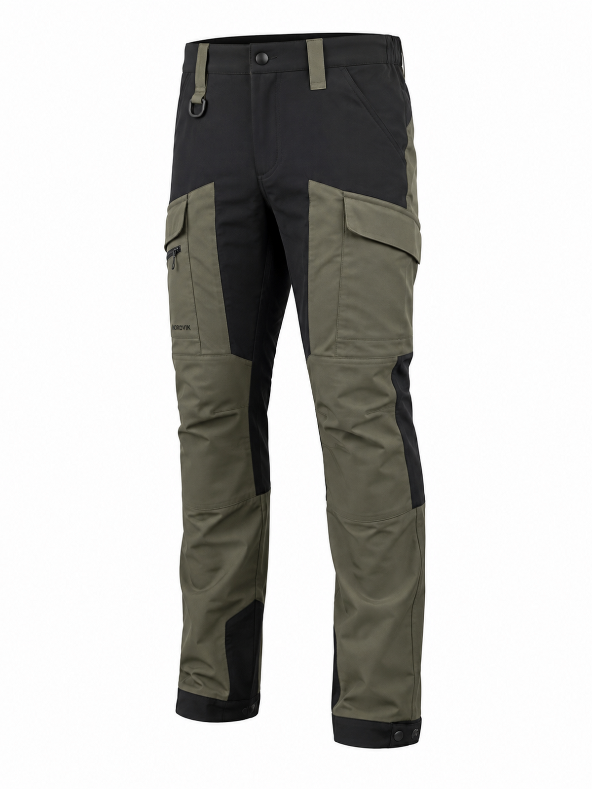 Axis outdoorbukser i oliven og sort set forfra