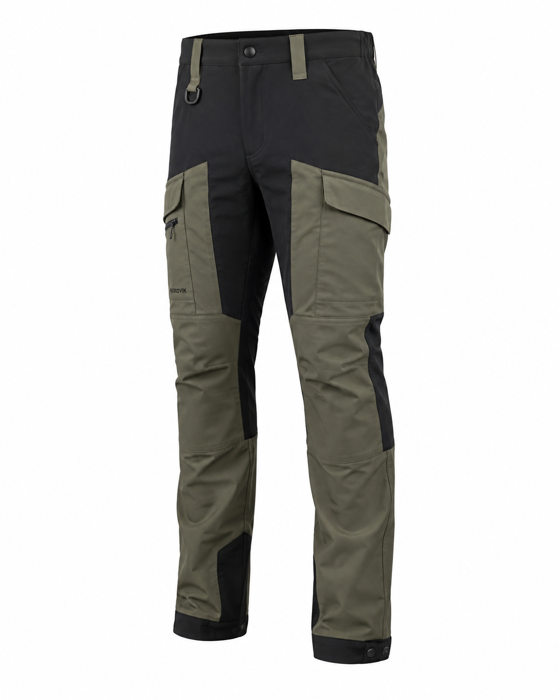 Axis outdoorbukser i oliven og sort set forfra
