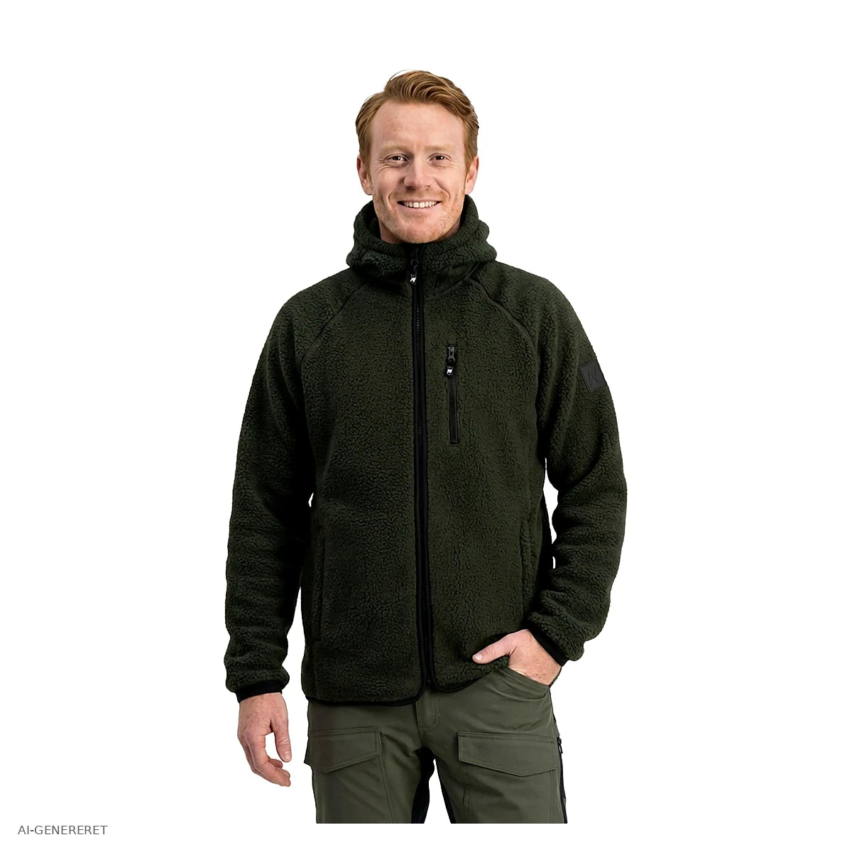 Herre i oliven Arctic Sherpa fleecejakke set forfra