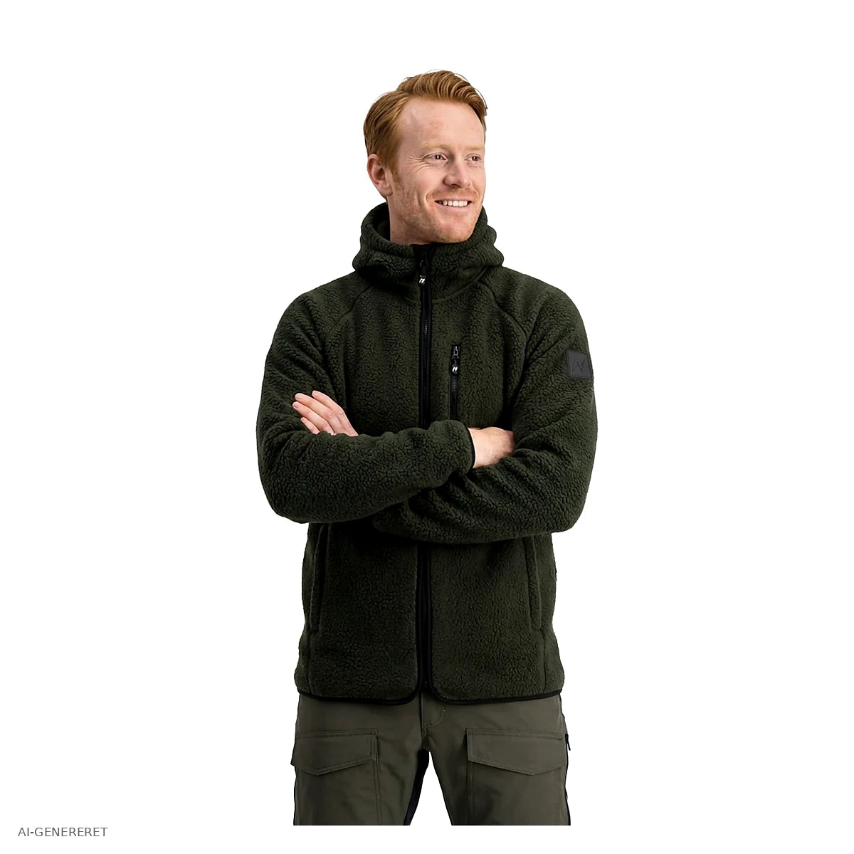Herre i oliven Arctic Sherpa fleecejakke set forfra