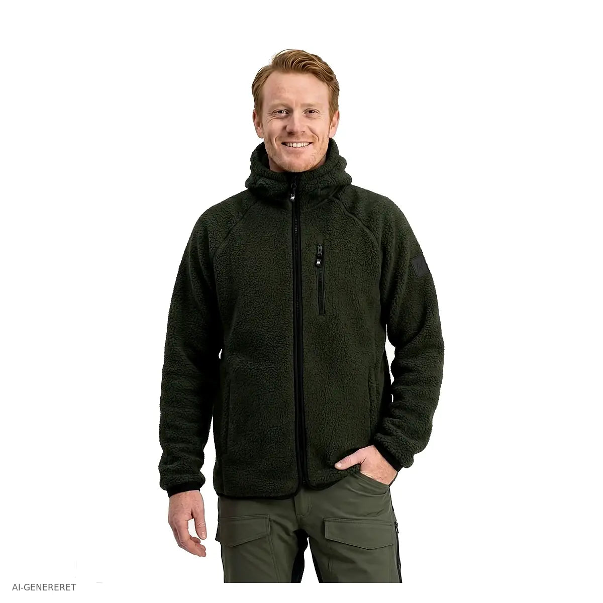 Herre i oliven Arctic Sherpa fleecejakke set forfra