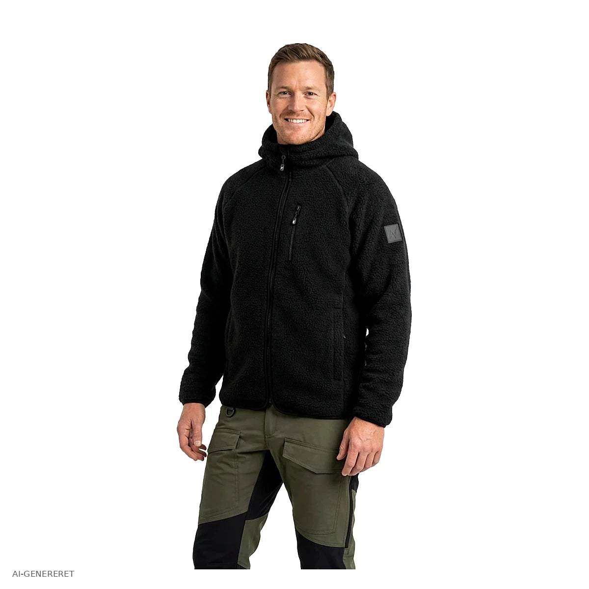 Herre i sort Arctic Sherpa fleecejakke set forfra