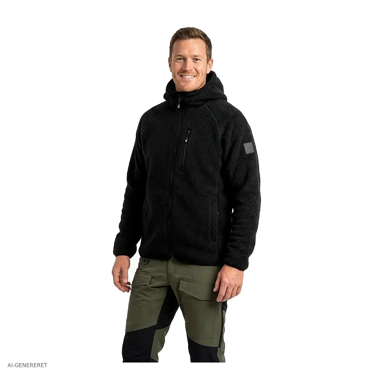 Herre i sort Arctic Sherpa fleecejakke set forfra
