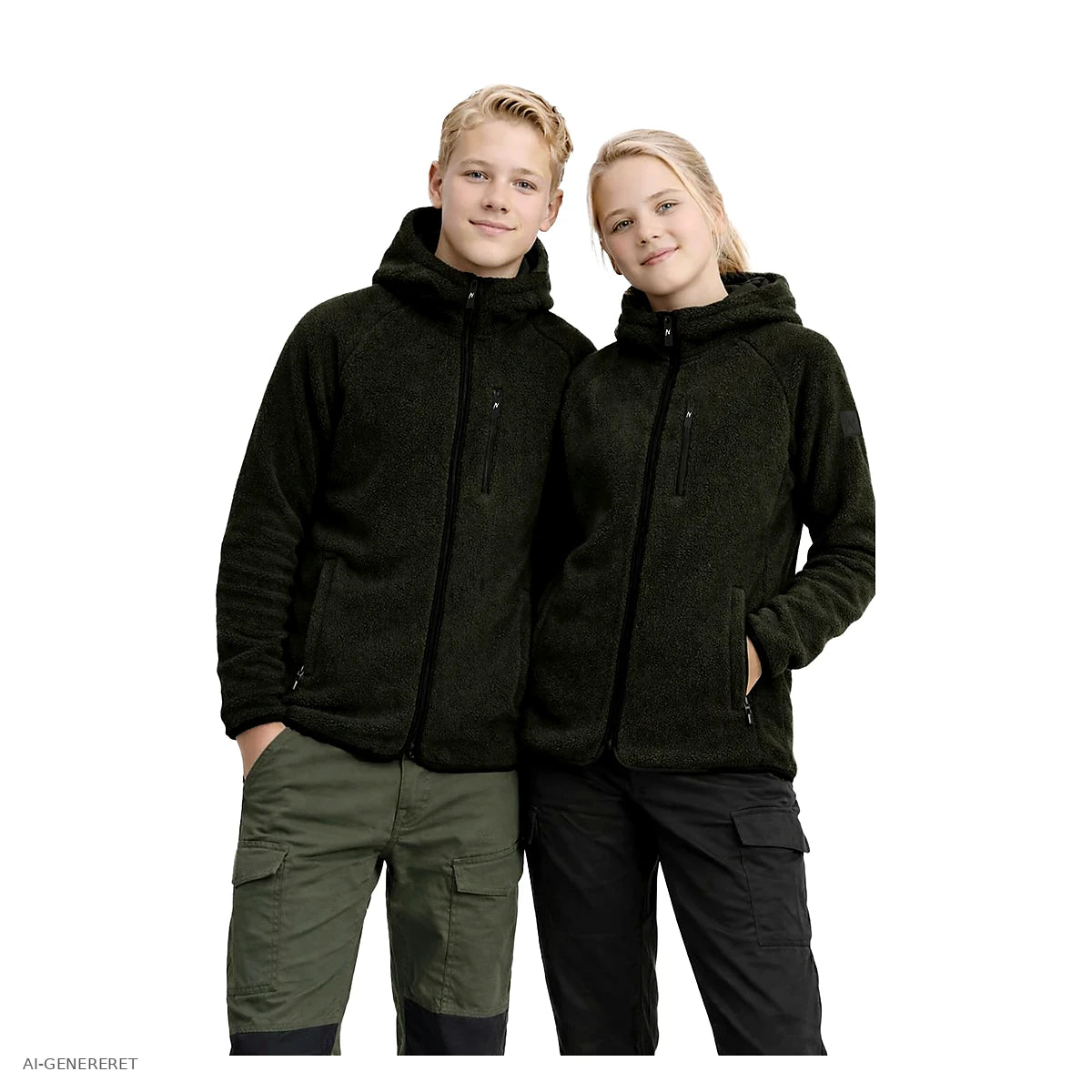 Teenagere i oliven Arctic Sherpa fleecejakker